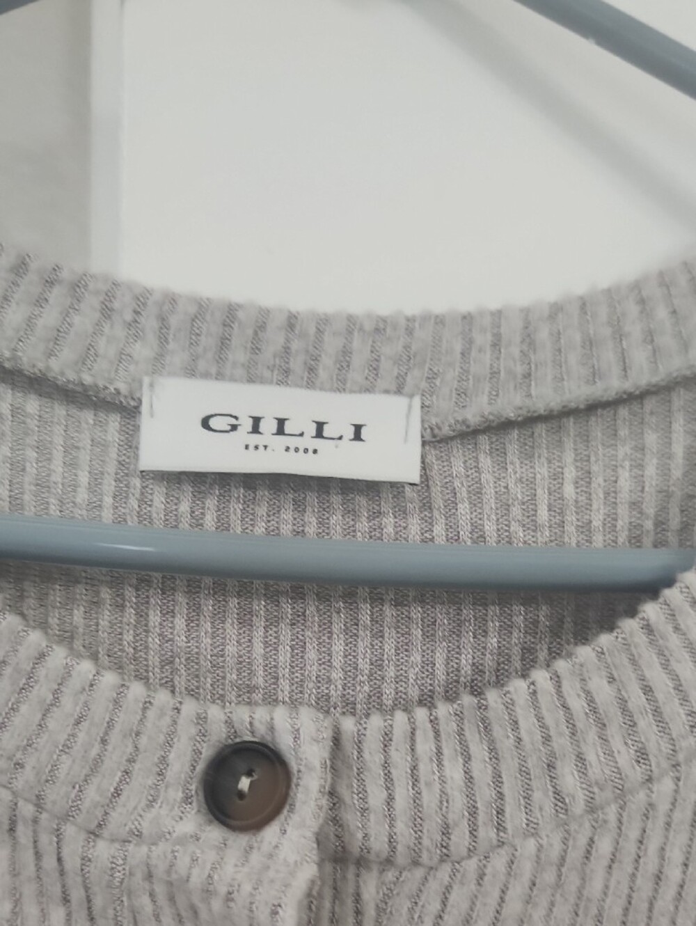 Gilli Light Gray Ribbed Long-Sleeve Drawstring Dress - Picture 3 of 5